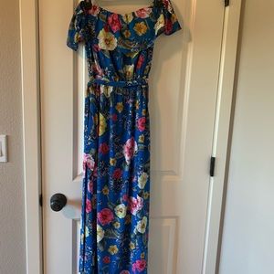 Off The Shoulder Print Maxi Dress